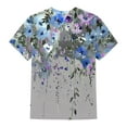 thumbnail image 4 of Fznquz Gray Women's Tops Floral Short Sleeve Casual T Shirts for Women Summer Plus Size Crew Neck Women's Blouses, 4 of 5