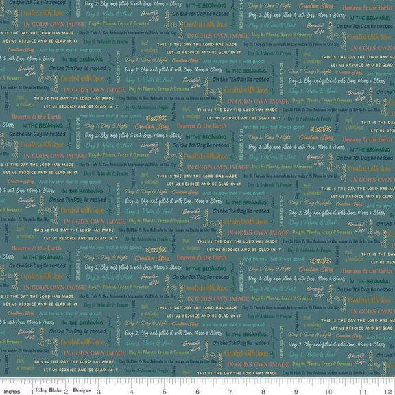 Created with Love It Is Written Ocean Cotton Fabric