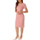 thumbnail image 4 of Vestido de mujer corto de manga corta Inspire Chic, vestido ajustado de tweed para el trabajo, vestido lápiz L rosa, 4 of 5