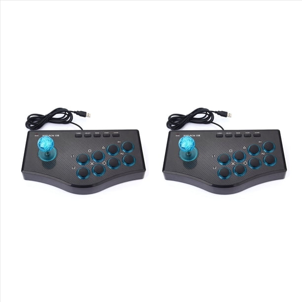 2X Controlador de Juegos con Cable Rockero de Juego Palanca de Mando USB Arcade Dispositivo USBF para PS3 Computador PC Mando de Videojuegos Consola de Juegos