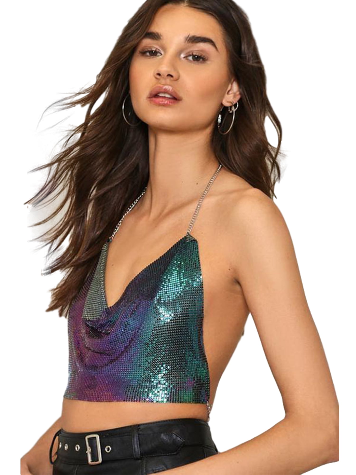 sequin top backless