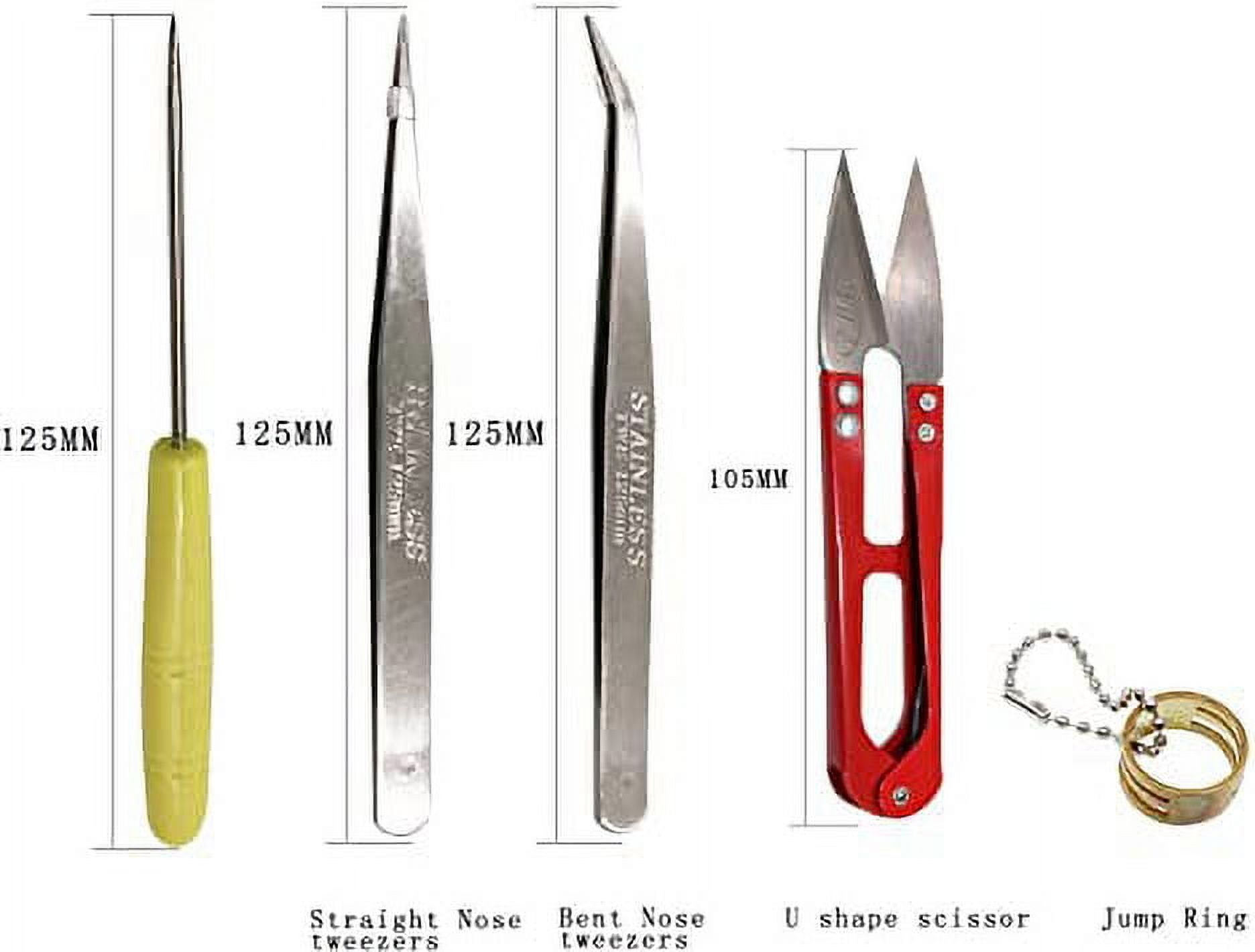 8PCS/Set Jewelry Making Tool Kits Pliers Set, Round Nose Pliers, Side Cutting Pliers, Wire Cutter, Scissor, Beading Tweezers, Hook Pulling Needle, Jump Ring Opener