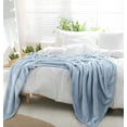 thumbnail image 4 of PiccoCasa Luxury Fleece Bed Blanket Woven Mesh Smoked Blue 66"x90", 4 of 8