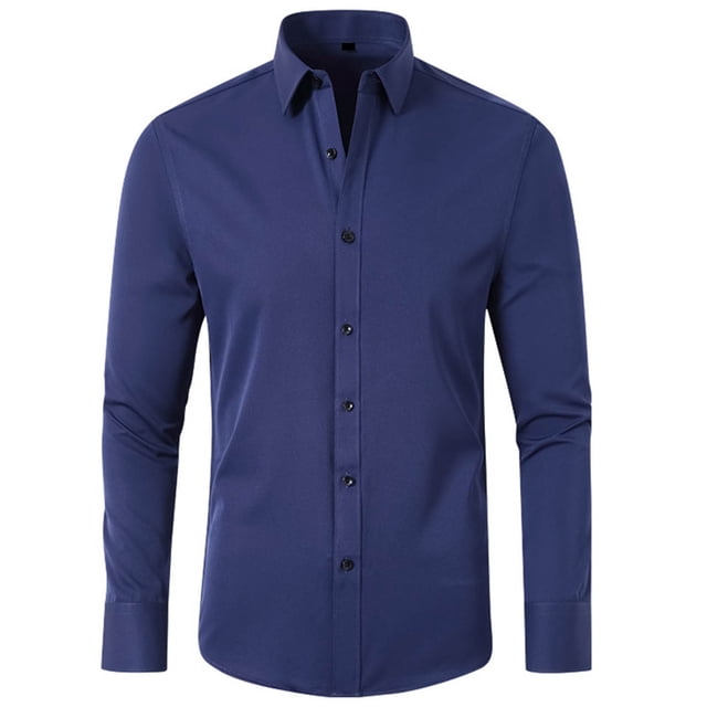 Blusa y camisa de manga larga con cuello vuelto para hombre, blusa informal de moda para negocios, camisa de manga larga con cuello vuelto y botones para hombre.