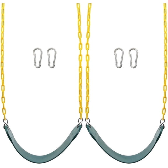 Bibana 2PCS Swings Seats Heavy Duty with 66" Chain, Playground Swing Set Accessories Replacement with Snap Hooks, Support 250lb (Green)