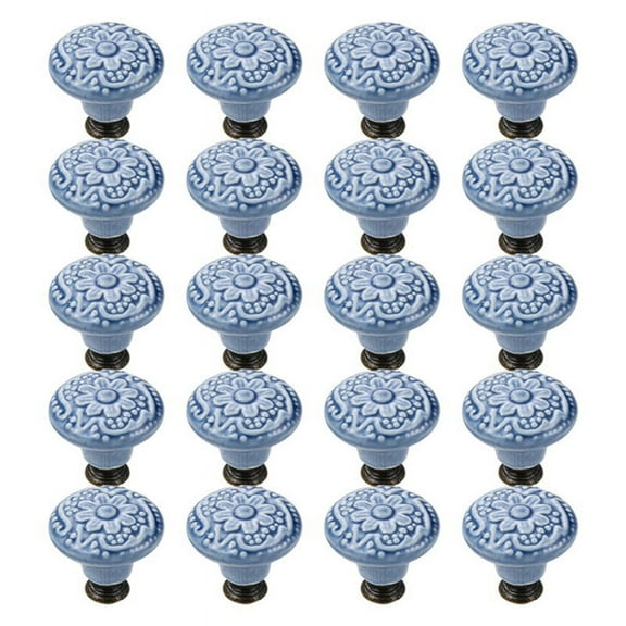 20 Pcs Drawer Pull Handles Round Cabinet Knobs Vintage Ceramic Door for Closet Cupboard Wardrobe Dresser