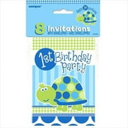 Unique Industries Turtle 1st Birthday Invitations with Envelopes, 8 Count