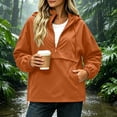 thumbnail image 2 of Women Half Zip Hooded Anorak Windbreaker Pullover Jacket with Pockets Casual Lightweight Windproof Outdoor Coat Orange, 2 of 9