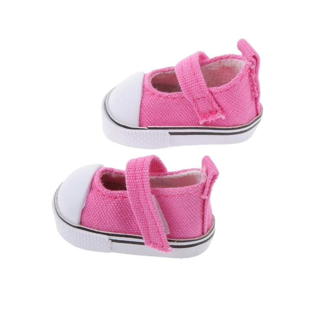 4.8cm Fuchsia Ankle Strap Mary Jane Canvas Shoes for 1/6 BJD Doll Clothes 