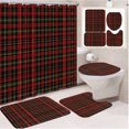 thumbnail image 6 of Christmas Bathroom Decor Set with Waterproof Polyester Shower Curtain, Bath Mat, U-Shaped Toilet Rug, and Seat Cover in Red Plaid, 6 of 8