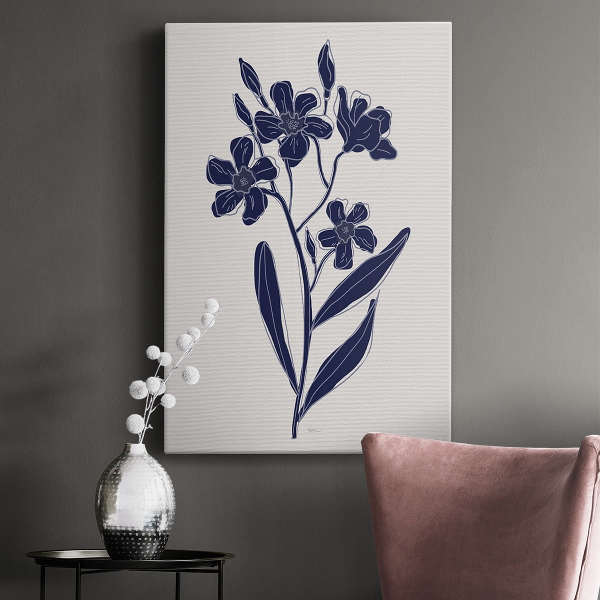 Indigo Botanical Study II Premium Gallery Wrapped Canvas - Ready to Hang