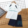 thumbnail image 2 of KPOPLK Boys Shorts Sets Teen 2 Piece Dry Fit Short Sleeve Shirt Crewneck Graphic Tee and Performance Shorts for Boys Outfit Clothes Size 5-6 Years,White, 2 of 4