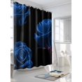 thumbnail image 3 of Fsddascl Blue Rose Shower Curtain Set - Standard 72" x 72" Washable Bathtub Curtain with 12 Hooks, Vintage Abstract Garden Flower Floral Black Waterproof Fabric Stall Shower Curtains for Bathroom, 3 of 6