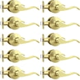 thumbnail image 1 of Leviers de Porte en Or Brossé pour Intérieur, Poignées de Porte de Passage en Laiton, Style Rabattable, Poignées de Porte de Hall/placard, Intérieur Sans Clé, Ensembles de Leviers Non Verrouillables, Réversibles pour Côté Droit/gauche, 1 of 8