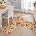 Boho Floral Flax Kitchen Mat Set of 2, Modern Farmhouse Bohemian Runner ...