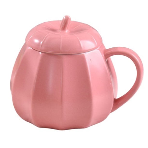 Taza de calabaza con tapa, taza de café de cerámica de Halloween, mango aislado y diseño a prueba de fugas
