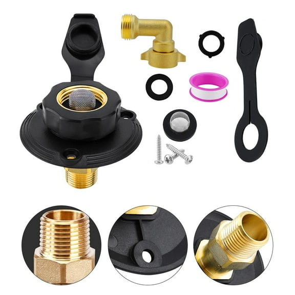 Rv City Water Inlet With Check Valve 3/4 Nh Female To 1/2 Npt Male With Dust New