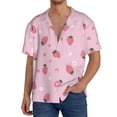 thumbnail image 3 of Vsdgher Floral Strawberr Print Men's Wrinkle Free Untucked Cuban Shirt Business Casual Button Down Shirts Short Sleeve Shirt, 3 of 7