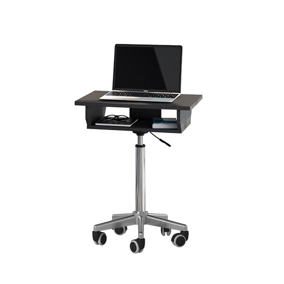 Folding Laptop Cart, Height Adjustable Chromed Steel Frame Desk, Foldable Panels for Extra Workspace, MDF Panel Mobile Laptop Table