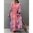 thumbnail image 2 of Xishao Cubre Bikini Vestido Largo de Playa Talla Grande Kaftan para Mujer D-Rosado Morado D-Rosado Morado Xishao ropa, 2 of 2
