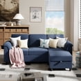 thumbnail image 6 of Walsunny 79" Convertible Sectional Sofa, L Shaped Sofa Couch with Reversible Chaise for Living Room Modern Linen Fabric for Living Room, Blue, 6 of 9