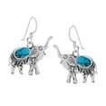 thumbnail image 4 of Majestic Thai Elephants Blue Turquoise Inlays .925 Sterling Silver Earrings, 4 of 5