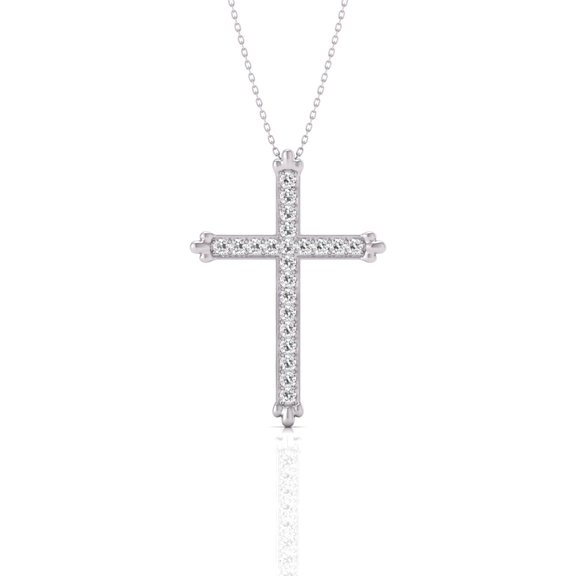 TimeLe$$ Classics 14K White Gold Natural Diamond Jesus Cross Pendant