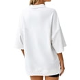 thumbnail image 5 of 3/4 Sleeve Solid Color Women Casual Loose Half Zipper Oversize Sweatshirt Hoodies, 5 of 7
