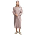 thumbnail image 6 of iiniim Men's 2Pcs Pajamas Set Long Sleeve Striped Kaftan Sleepwear Night Shirt with Sleeping Cap Coffee L, 6 of 7