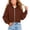 Brown, variant on Unisex Boys Girls Fleece Jacket Lightweight Zip Up Active Hooded Sweatshirt Trendy Warm Cropped Coat Fall Winter Outerwear
