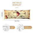 thumbnail image 3 of Fotbe Wine Funda para Almohada Corporal con Diseño, Funda de Microfibra Ultrasuave de 20x54 Pulgadas, Ropa de Cama Elegante, 3 of 7