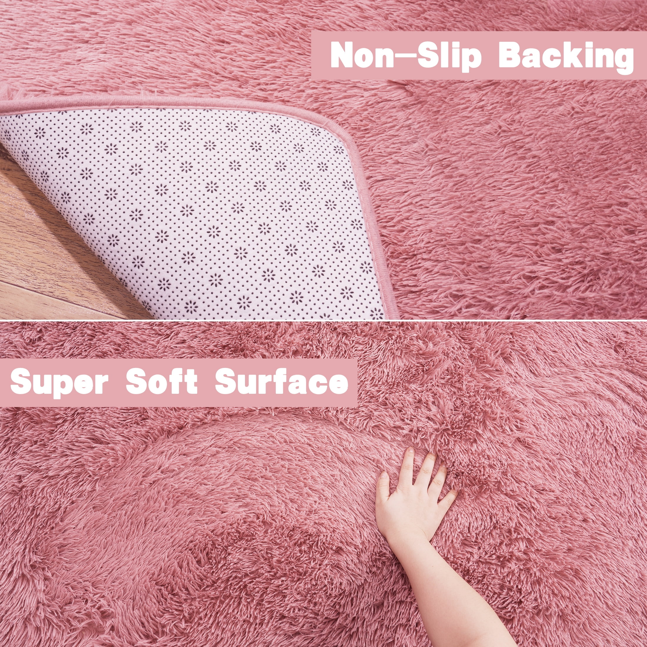 Socofuz 5x7ft Soft Pink Fluffy Rug for Living Room, Cute Shaggy Carpet for Kids Boys Girls Dorm Room Nursery Bedroom Home Decor