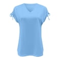 thumbnail image 5 of CHUOU T Shirts for Women Solid Color V Neck Short Sleeve Tie Side Loose Tee Shirt Causal Top, 5 of 5