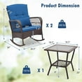 thumbnail image 4 of Costway 3 PCS Patio Rocker Set Outdoor Wicker Rocking Chairs with Double-Layer Coffee Table Navy, 4 of 10