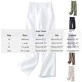 thumbnail image 3 of Qulqfy Linen Pants for Women Wide Leg Baggy High Waisted Petite Casual Khaki Button Palazzo Pants L, 3 of 8