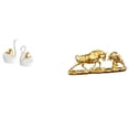thumbnail image 1 of estatua de cisne,Estatuas y figuras de cisnes de cerámica modernas Esculturas,Estatua de escritorio,Figura decorativa de pelea de toros y osos,Colecciones de esculturas de toros,artesanía de, 1 of 8