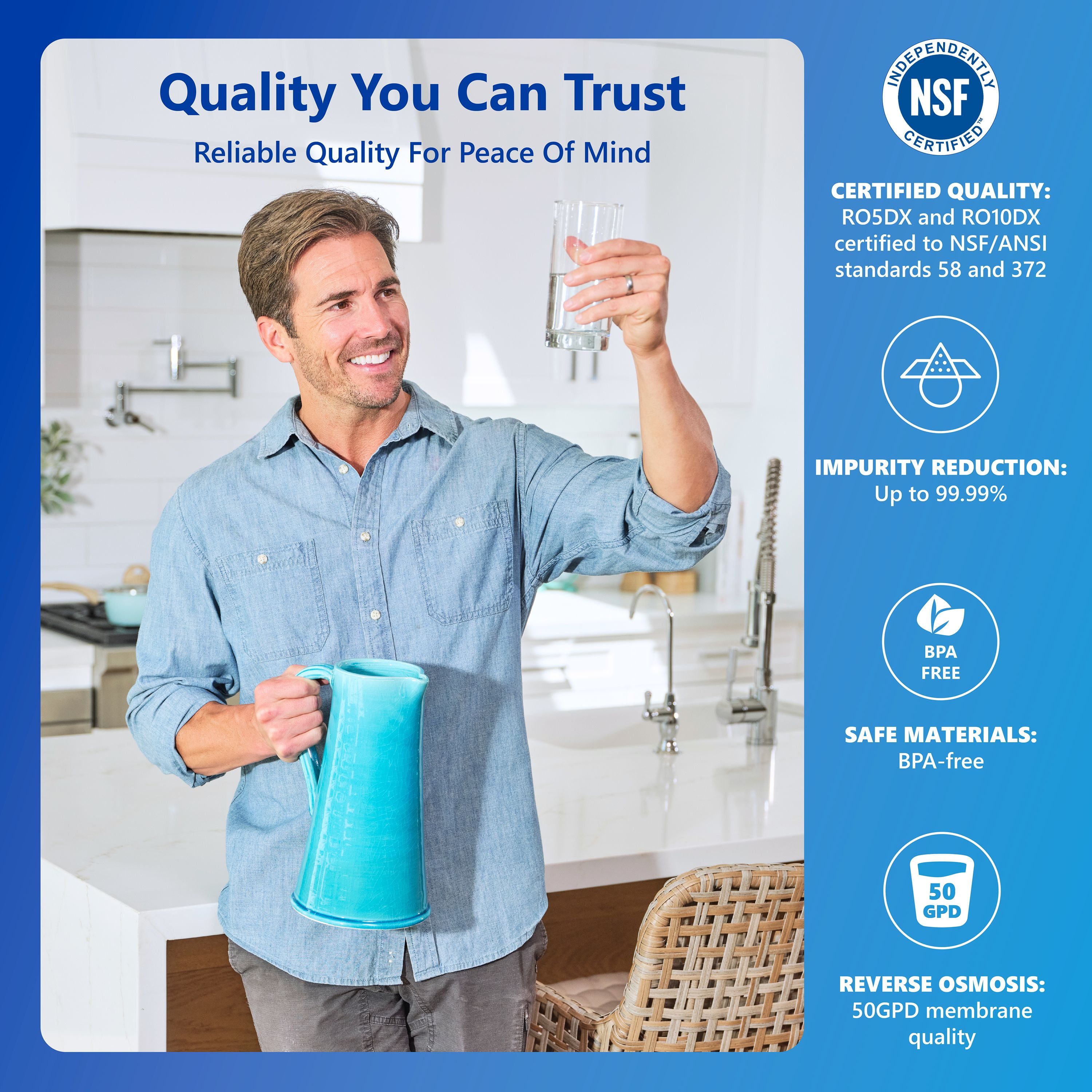 Express Water Alkaline Reverse Osmosis Water Filtration System – 10 Stage RO Mineralizing Purifier – Mineral, pH +, Antioxidant – Under Sink Water Filter with Remineralization – 50 GDP