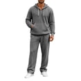 thumbnail image 5 of LYEAA Fall Outfits for Men 2 Piece Lounge Wear Set Long Sleeve Hoodie and Pant Casual Two Piece Set with Pockets, 5 of 8