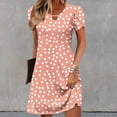 thumbnail image 2 of MaFYtyTPR Women Summer Dress Fashion Printed Casual Hollow Neckline Short Sleeve Loose Round Neck Dresses A-Orange XL, 2 of 5