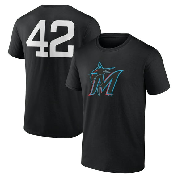 Men's Black Miami Marlins Jackie Robinson Day Name & Number T-Shirt