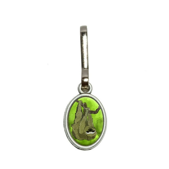 Sloth Watercolor Oval Zipper Pull