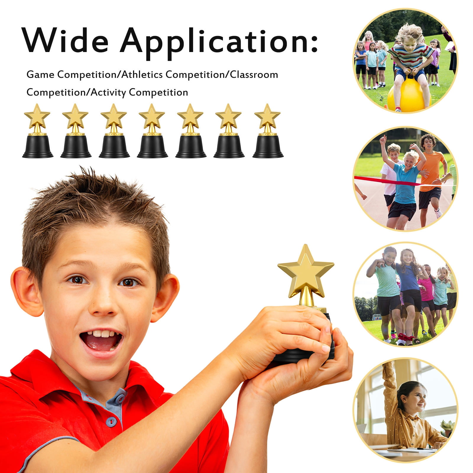 Mobutofu 20Pcs Mini Plastic Trophies with Star Design for Elementary School Awards