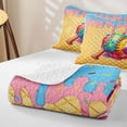 thumbnail image 4 of Erosebridal Light Blue & Pink Dripping Waffle Colorful Candy Baseball & Bat Graphic Bed Spread Queen,Playful Graphic Queen Coverlet Set for Girls, 4 of 7