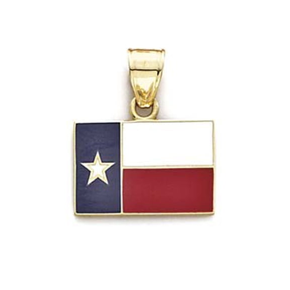 14k Yellow Gold Enamel Texas Flag Pendant - 1.5 Grams