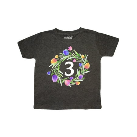 

Inktastic 3rd Birthday Tulip Flower Wreath Gift Toddler Boy or Toddler Girl T-Shirt