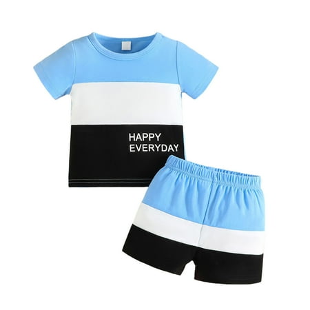 

Xiulive Toddler Boys Summer Cozy Colored Patchwork Letter Short Sleeved Tops And Shorts 2Pc Children S Suit Casual Soft Matching sets