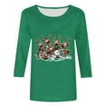 thumbnail image 4 of UPPADA 3/4 Sleeve Christmas Shirts for Women Christmas Tree Graphic Shirts Funny Snowflake Print Tees Dressy Christmas Shirts camiseta navidad mujer Green,XL, 4 of 5