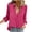 Hot Pink, variant on Women's Collared Button Down Shirt, Long Sleeve Elastic Puff Cuff Loose Casual Blouse
