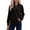 Black, variant on Women'S Waffle Knit Shacket Button Down Long Sleeve Tops with Pocket Collared Shirts Khaki XL
