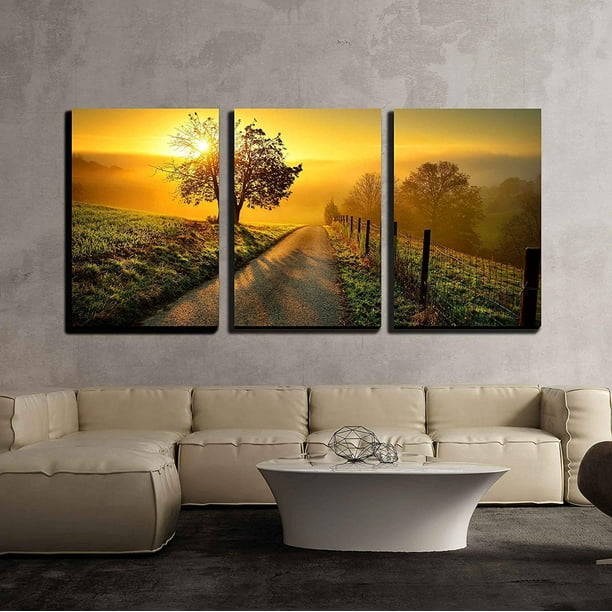 wall26 - 3 Piece Canvas Wall Art - Idyllic Rural Landscape on a
